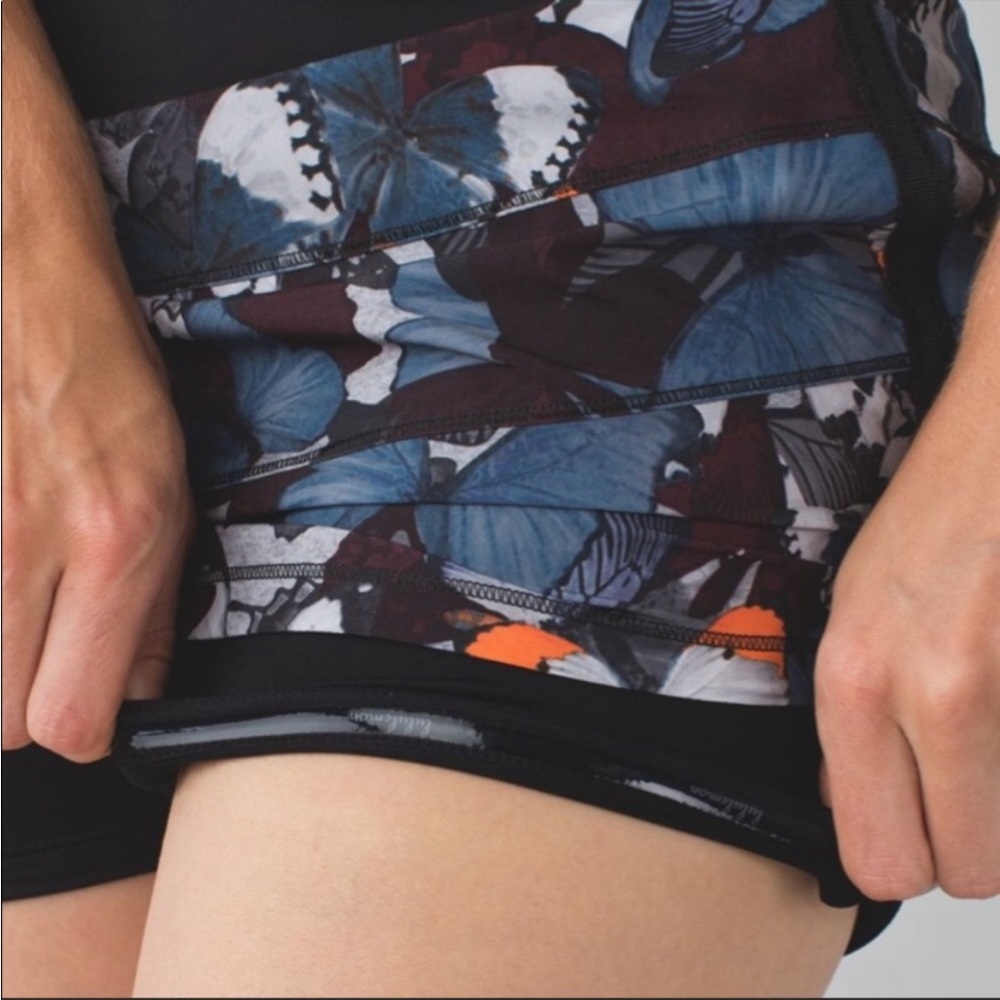 🖤LULULEMON PACE RIVAL SKIRT/SKORT*TALL-BIGGIE SO FLY BUTTERFLY PIZZAZ/BLACK-8🖤 - Picture 6 of 15